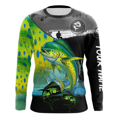 Mahi Mahi fishing scale Customize name long sleeves UV protection Fishing apparel NQS807