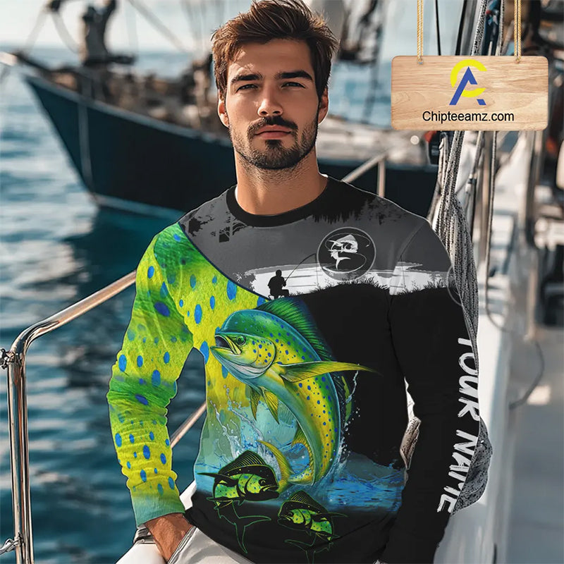 Mahi Mahi fishing scale Customize name long sleeves UV protection Fishing apparel NQS807