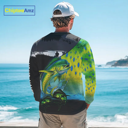 Mahi Mahi fishing scale Customize name long sleeves UV protection Fishing apparel NQS807