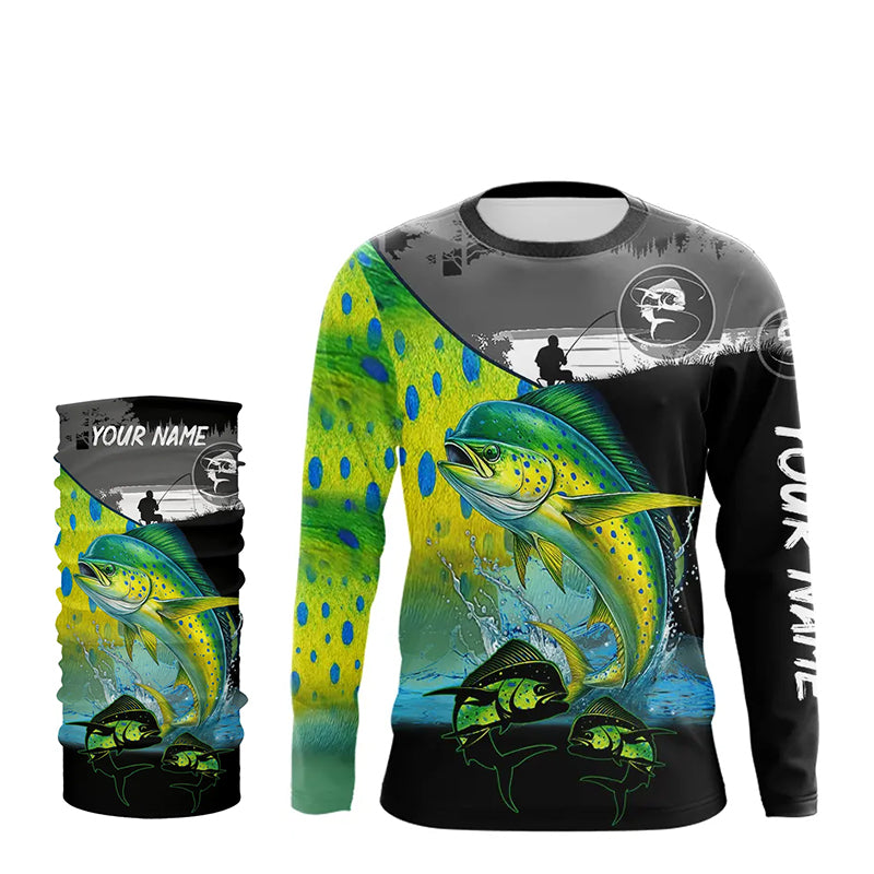 Mahi Mahi fishing scale Customize name long sleeves UV protection Fishing apparel NQS807