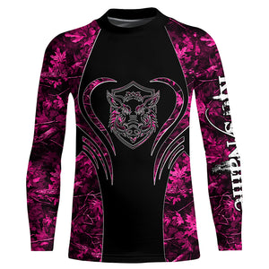 Wild boar hunting tattoo pink girl camo Custom Name 3D All Over Printed shirts, leggings NQSD71