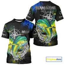 Load image into Gallery viewer, Personalized Black and Green Mahi Mahi fishing scales compass Performance long sleeve Fishing Shirts NQS11216