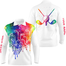 Load image into Gallery viewer, Watercolor white Mens golf polo shirts custom golf tops for mens, golf gifts NQS5895