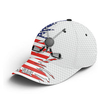 Load image into Gallery viewer, American flag golf clubs white golf ball skin Golfer hat custom name patriotic sun hats for mens NQS5898