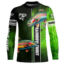 Load image into Gallery viewer, Rainbow trout fishing green shirt Custom name UV Long Sleeve Fishing Shirts, fishing gifts NQS2341