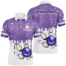 Load image into Gallery viewer, Purple glitter Bowling Shirts For Men Custom team bowling jerseys, Personalized bowling uniform NQS8658