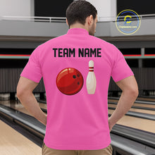 Load image into Gallery viewer, Personalized Retro Bowling Polo, Quarter Zip Shirts For Men custom vintage bowling team jersey | Pink NQS11012