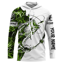 Load image into Gallery viewer, Green camo Largemouth Bass fishing Long Sleeve Custom fishing shirts for men, women, Kid NQSD89