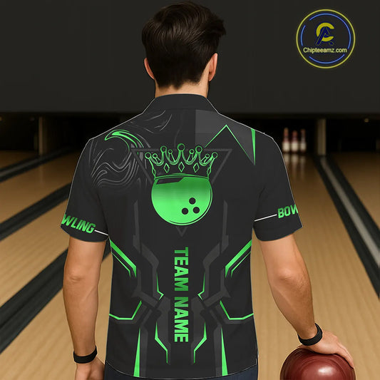 Black and Green Bowling Hawaiian Shirts Custom Bowling Crown Team Jerseys Outfits NQS11222
