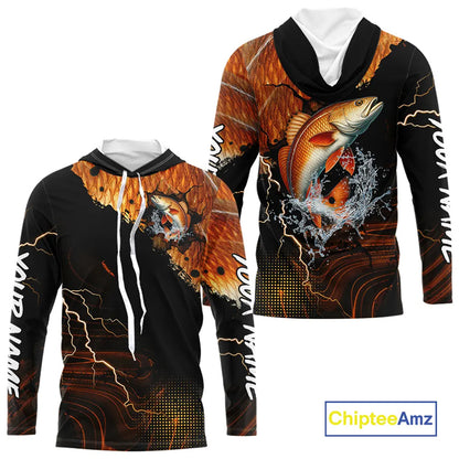 Personalized Redfish Fishing jerseys, Redfish scales lightning thunder tournament fishing shirts NQS11225