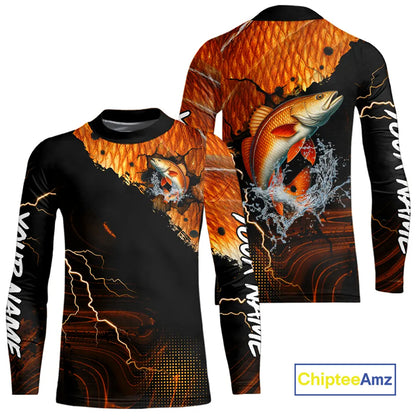 Personalized Redfish Fishing jerseys, Redfish scales lightning thunder tournament fishing shirts NQS11225