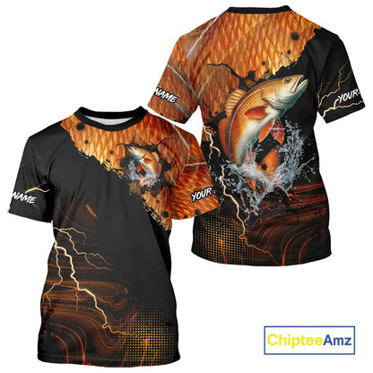 Personalized Redfish Fishing jerseys, Redfish scales lightning thunder tournament fishing shirts NQS11225