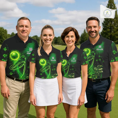 Green shamrock lightning thunder St Patrick's Day Mens Golf Polo Shirts custom mens golf outfits NQS11415