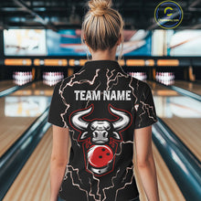 Load image into Gallery viewer, Bowling Bull Thunder Lightning Black &amp; Red Bowling shirts for Women custom Bowling Team League Jersey NQS11417