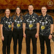 Load image into Gallery viewer, Bowling Bull Thunder Lightning Black Yellow Bowling shirt for Women custom Bowling Team League Jersey NQS11418