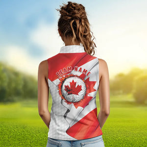 Canadian flag Women Sleeveless Golf polo shirts custom white team patriotic golf shirts ladies NQS9657