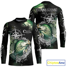 Load image into Gallery viewer, Custom Black and Green Crappie fishing scales compass Performance long sleeve Fishing Team Shirts NQS11727