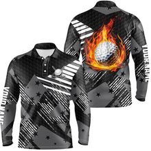 Load image into Gallery viewer, Black and white Pattern flame golf ball Mens Polo Shirt Custom Golf Shirts For Men, Golfing Gifts NQS7443