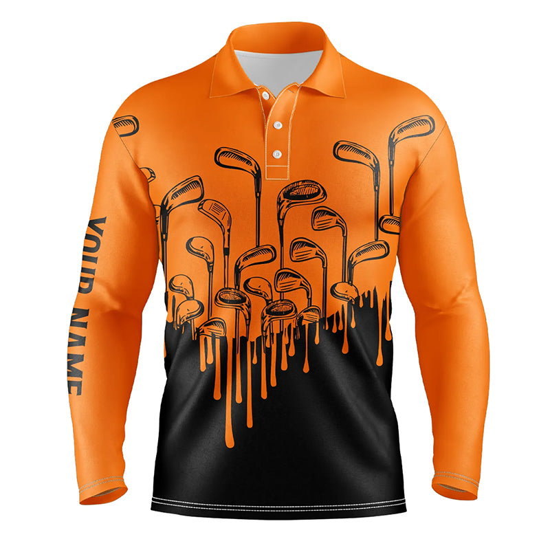 Orange and black Halloween golf clubs Mens golf polo shirts custom male golf attire for men NQS6115