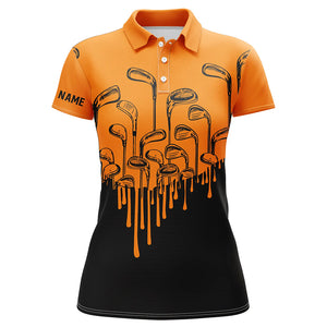 Orange and black Halloween golf clubs Womens golf polo shirts female golf attire, golfing gifts NQS6115