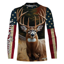 Load image into Gallery viewer, Deer Hunting american flag patriotic Custom Name 3D All over print shirts Plus Size NQS820