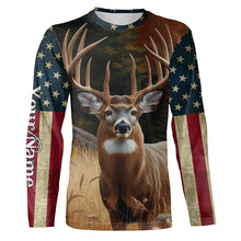 Load image into Gallery viewer, Deer Hunting american flag patriotic Custom Name 3D All over print shirts Plus Size NQS820