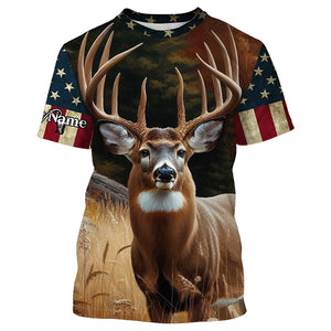 Deer Hunting american flag patriotic Custom Name 3D All over print shirts Plus Size NQS820