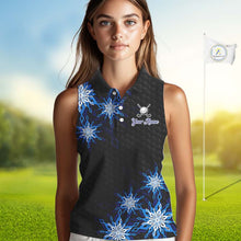 Load image into Gallery viewer, Blue snowflake black camo Christmas Women Sleeveless Polo shirt  custom ladies golf outfit golf gifts NQS11029