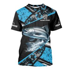 Load image into Gallery viewer, Chinook Salmon fishing Blue camo Long Sleeve Performance Fishing Shirt custom Salmon fishing jerseys NQS9347
