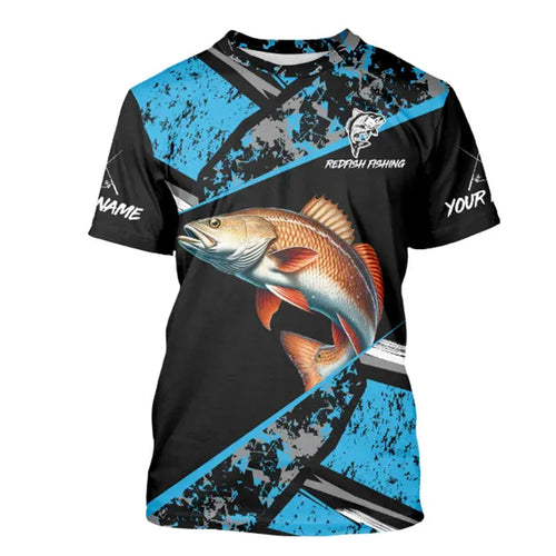 Redfish Drum fishing Blue camo Long Sleeve Performance Fishing Shirt custom Redfish fishing jerseys NQS9348