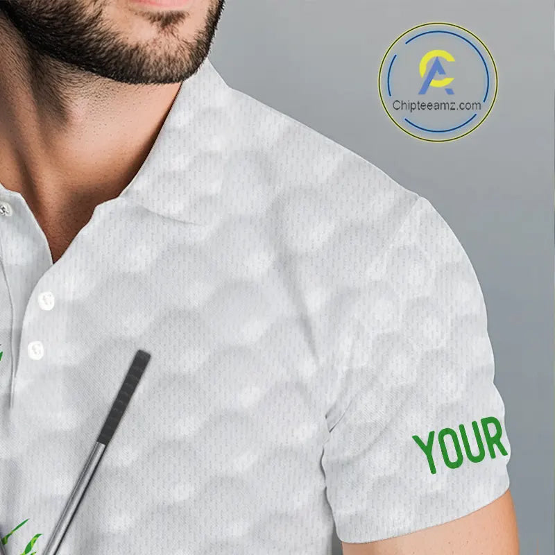 Green and White St Patrick's day pattern custom Mens golf polo shirts, team golf attire for men NQS11422