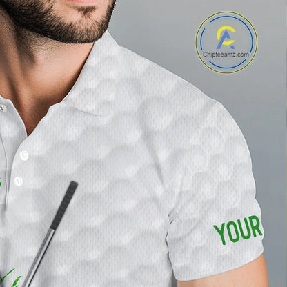 Green and White St Patrick's day pattern custom Mens golf polo shirts, team golf attire for men NQS11422