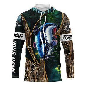 Catfish Fishing camo UV protection Customize name long sleeves fishing shirts NQS1423