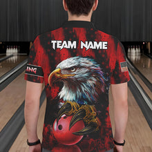 Load image into Gallery viewer, American Flag Eagle Bowling Polo, Quarter Zip Shirts For Men Custom Name Patriotic Bowling Team Jersey NQS9660