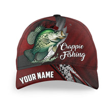 Load image into Gallery viewer, Crappie fishing camo hats for men, women custom name baseball best Crappie fishing hat | Red NQS7451