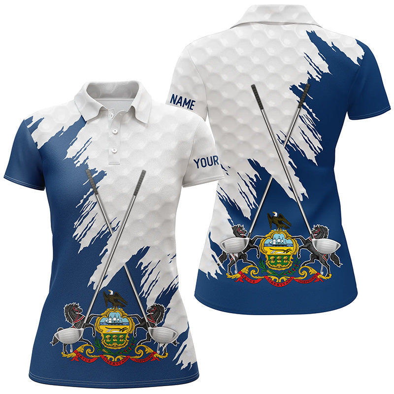 Pennsylvania flag golf clubs patriotic custom white Womens golf polo shirts, team ladies golf tops NQS7604