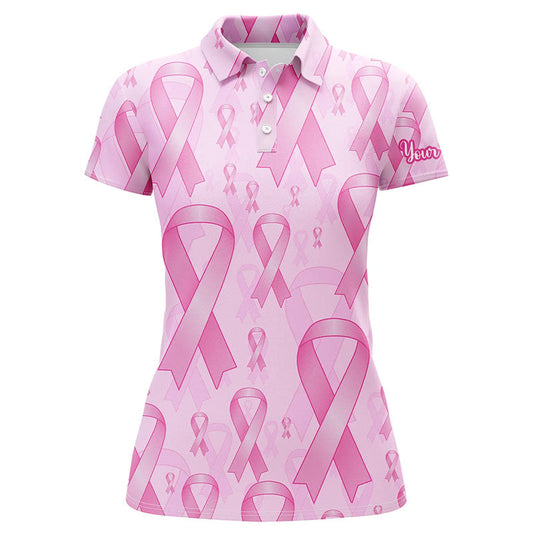 Pink ribbons Breast Cancer Awareness background Women golf polo shirts custom golf outfits for ladies NQS8032