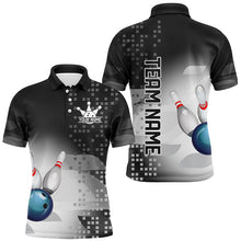 Load image into Gallery viewer, Black and White Bowling Polo, Quarter Zip Shirt For Men Custom team bowling jerseys, Gift for Bowlers NQS8450