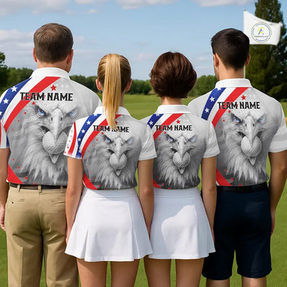 Red, White and Blue US Flag Eagle Golf Polo Shirts For Men Custom Patriotic mens golf shirts NQS11631