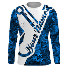 Load image into Gallery viewer, Fishing Blue camo fish hook Customize Name UV protection long sleeves fishing shirts for men, women NQS1808