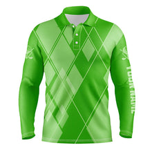 Load image into Gallery viewer, Green argyle pattern custom Mens golf polo shirts, golf tops for men golfing gifts NQS7610