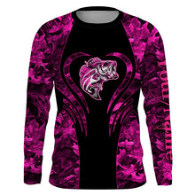 Load image into Gallery viewer, Bass fishing pink girl camo shirt Custom name Long Sleeve Fishing Shirts, fishing gifts for women, kid NQS1642