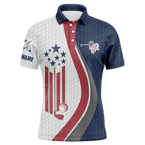 American flag red, white and blue Mens golf polo shirts custom patriotic golf tops for mens NQS5938