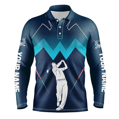 Mens golf polo shirt custom name men's golf apparel, gifts for golf lovers | Blue NQS8242