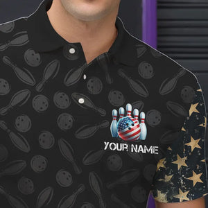 Retro American Flag Skull Camo Bowling Shirts For Men Custom Bowling Team Shirts Bowler Outfit NQS9371