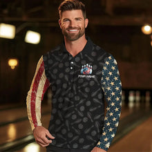 Load image into Gallery viewer, Retro American Flag Skull Camo Bowling Shirts For Men Custom Bowling Team Shirts Bowler Outfit NQS9371