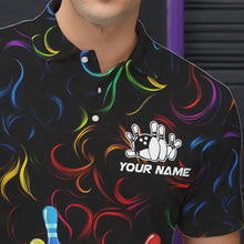 Load image into Gallery viewer, Colorful Neon Flame pattern Bowling Shirts For Men Custom Bowling Team Jerseys, Gift For Bowler NQS9374