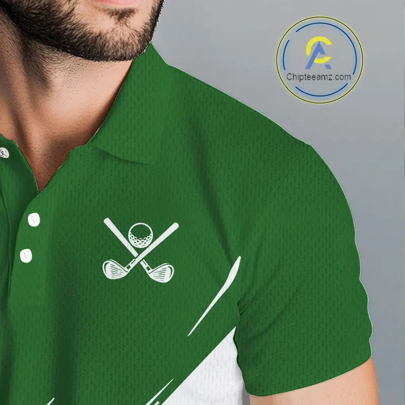 Mens golf polo shirts White and Green Shamrock custom St Patrick's Day team golf shirts for men NQS11639
