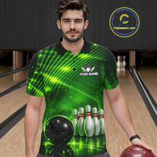 Load image into Gallery viewer, Green Light Bowling Polo, Quarter Zip Shirts For Men Custom Bowling Team Jerseys, Gift For Bowlers NQS11737