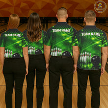 Load image into Gallery viewer, Green Light Bowling Polo, Quarter Zip Shirts For Men Custom Bowling Team Jerseys, Gift For Bowlers NQS11737
